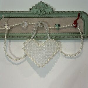 Dolls Kill preciousClear Beaded heart pearl detail handbag / crossbody nwot